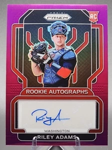 Riley Adams /50 2022 Panini Prizm Rookie RC Auto Viola Washington Nationals SP - Foto 1 di 2