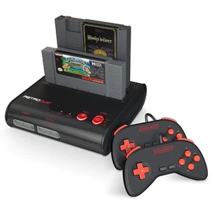 Retro Duo Console SNES & NES Dual 2in1 System -Red/Black -2 Controllers "New" - Picture 1 of 3
