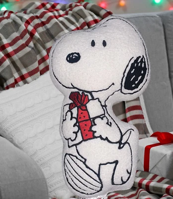 Peanuts Snoopy Christmas Pillow Snoopy Holiday Present Sherpa Plush Cushion - Image 1 of 4
