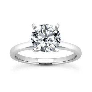 Genuine Diamond Solitaire Ring Round Cut H VS2 Treated 14K White Gold 1.60 Carat - Picture 1 of 5