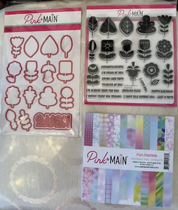 Pink & Hauptdeko Blumen Stempel Set, Stanzformen und Papierpad - Bild 1 von 9