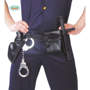 Fondina con manette borsa pistola manganello poliziotto costume accessori - Foto 1 di 1