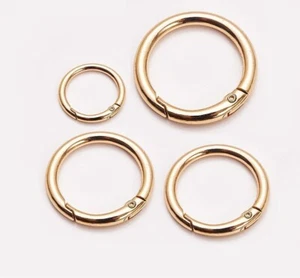 20 pcs Gold Round Spring Clasp Carabiner Key Chain Ring Buckle Hook Zinc Alloy - Picture 1 of 7