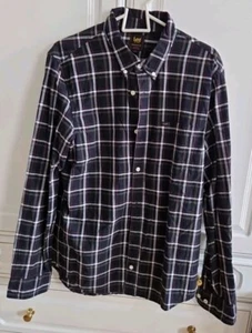 Lee Mens Shirt Medium Long Sleeve Plaid Check Cotton Button Up - Picture 1 of 4