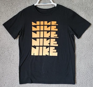 The Nike Tee Black Spellout Graphic Athletic Cut T Shirt Boys Youth Size Large - Picture 1 of 9