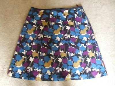 GREAT LAURA ASHLEY COTTON/LINEN MIX MULTI COLOUR  SKIRT WITH POCKETS - Image 1 of 4