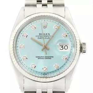 Rolex Herren Datejust 18K Weiss Gold & Edelstahl Eisblau Diamant Zifferblatt Uhr - Bild 1 von 6