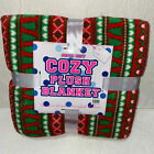 Christmas Microplush Fleece Throw Blanket Cozy Soft 50X60 Red Green Trees New