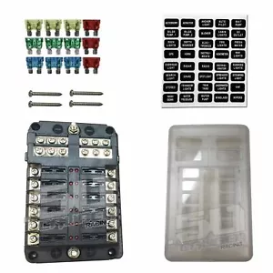 12 Way Fuse Box Block 12V LED Indicators with Grounds Off Road 4x4 UTV Car Truck - Foto 1 di 6