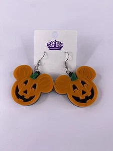 HALLOWEEN MICKEY MOUSE PUMPKIN JACK O LANTERN HEAD DROP ACRYLIC EARRINGS - Picture 1 of 5