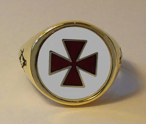 Freimaurer Tempelritter Kreuz Ring, 9 kt Gelbgold - Herren, 17 g - Bild 1 von 1