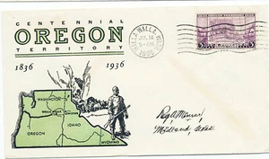 US 1936 First Day Cover Oregon Territory #783 Walla Walla WA Linprint Cachet - Picture 1 of 1