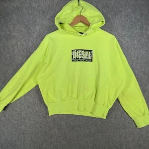 Diesel Hoodie Womens Small Green Neon Big Logo Brave Magic Oversized Jumper Top - Picture 1 of 18