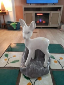 Vintage #624 Shawnee Pottery White Deer Grey Pond Planter USA - Picture 1 of 13