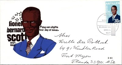 Netherlands Antilles 1974 FDC - Lionel Bernard Scott - J8512 - Image 1 of 2