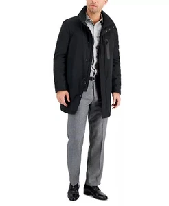 Calvin Klein Men's Black Munson Slim-Fit Collared Raincoat Jacket Size 38S - Picture 1 of 7