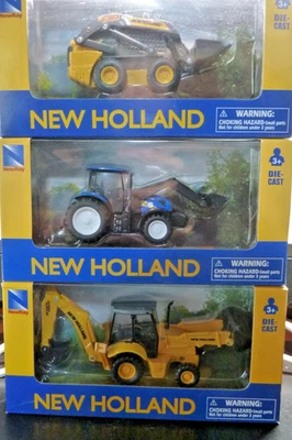 New Holland (3 Pc) B110C loader/L228Skid Steer/T6  Tractor Diecast Model New Ray - Image 1 of 4