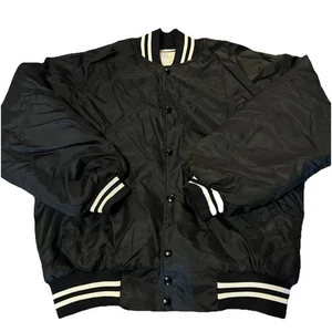 Giacca bomber vintage Hartwell USA Varsity trapuntata foderata nera L anni 80 90 personalizzata - Foto 1 di 7