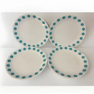 Set Of 8 Vintage Corelle 10.25" Dinner Plates South Beach Turquoise Dot Pattern - Picture 1 of 6