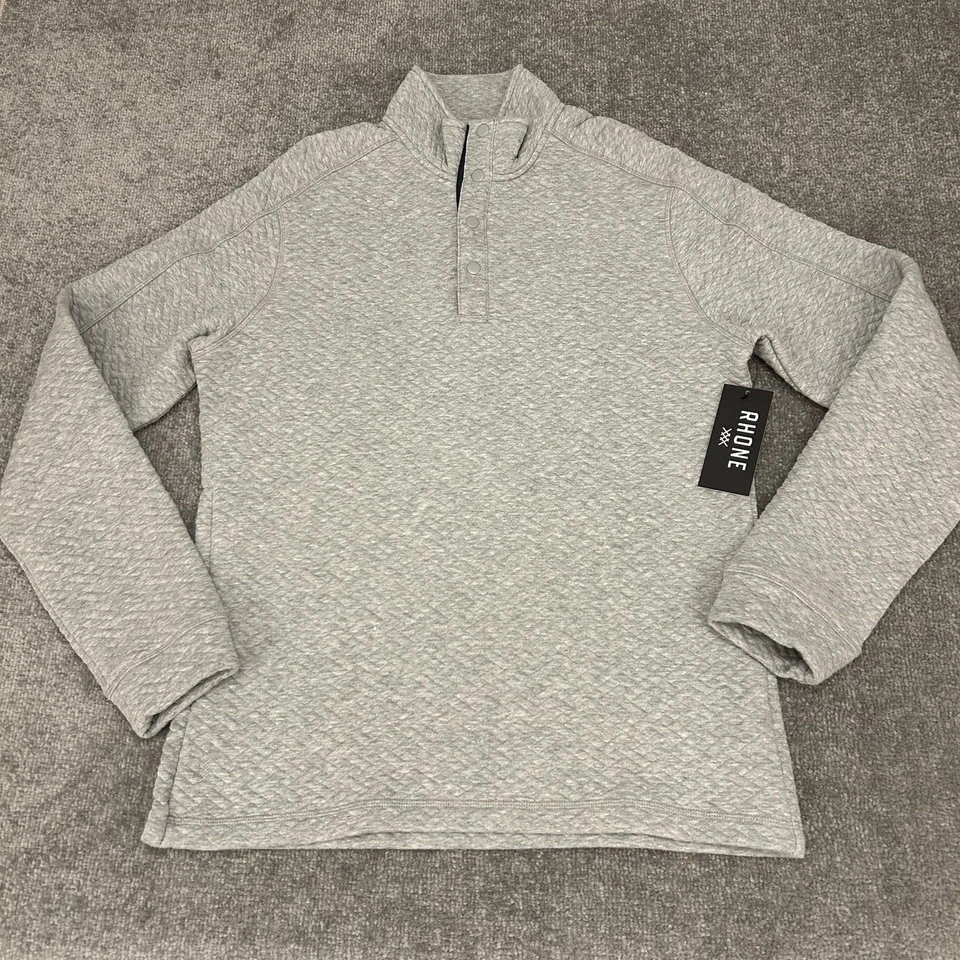 Pullover Rhone Para Hombres Pequeño Gris Jaspeado Fin de Semana Acolchado Tapeta a Presión Cremallera Lateral Foto 1 de 4