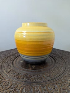 Antike Art Deco Vase Shelley Harmony gelb orange gebändert Keramik 1930er Jahre - Bild 1 von 14