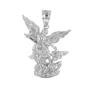 Zertifiziert 925 Sterling Silber Heiliger Michael der Erzengel Charm Anhänger - Bild 1 von 4