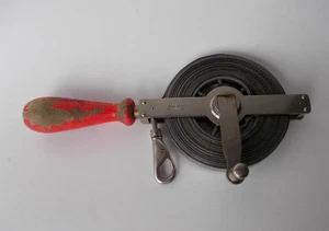 Vintage LUFKIN 66' Metal Rule Retractable Surveyor Tape Wood Handle #N27155 - Picture 1 of 9