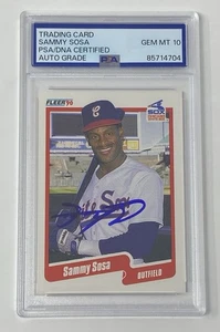 SAMMY SOSA firmata 1990 Fleer 548 Rookie Card slabbed PSA 10 autografo come nuova - Foto 1 di 6