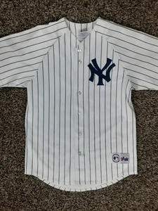 Vintage Majestic New York Yankees Tino Martinez Nadelstreifen Knopf genäht Jersey Medium - Bild 1 von 12