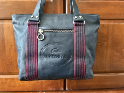 Vintage Lacoste Navy Bag Satchel Chantaco Leather - Image 1 of 4