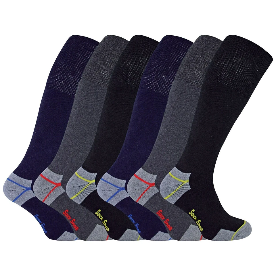 SOCK SNOB Mens Knee High Work Socks | 6 Pairs | Socks for Steel Toe Boots