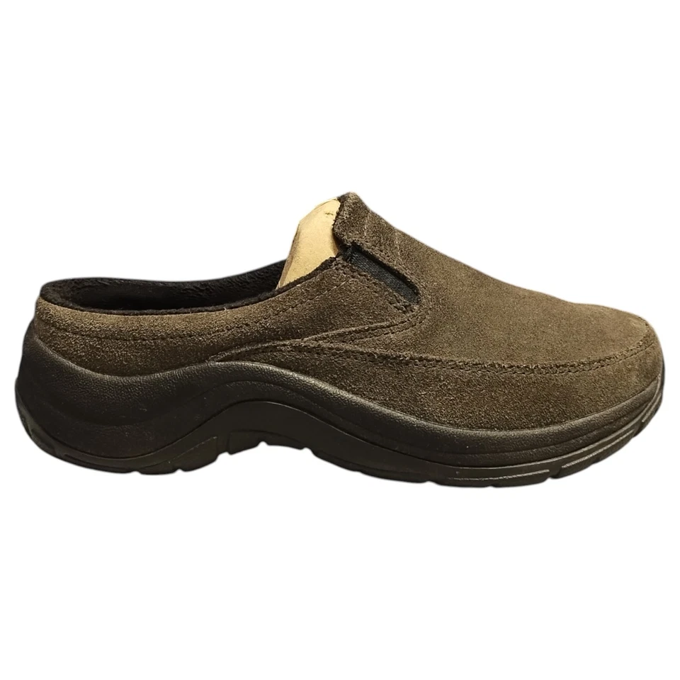 L.L. Bean Clogs Womens Size 8M Brown Black Suede Wedge Moc Toe Comfort Slip On - Image 1 of 4
