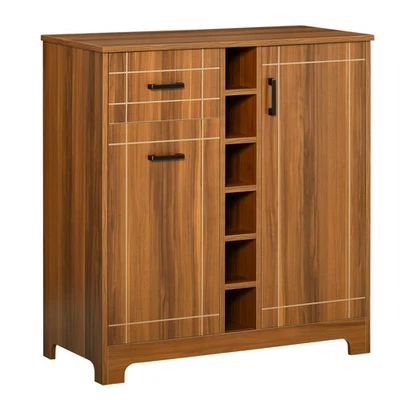 Storage Cabinet Buffet Sideboard Serving Bar with 2 Cupboards Wine Rack 1 Drawer - Image 1 of 4