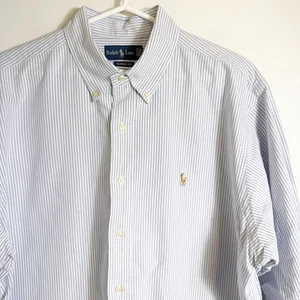 Polo Ralph Lauren Gestreiftes Classic Fit Oxford Hemd Blau Weiß Herren 17 34/35 - Bild 1 von 2
