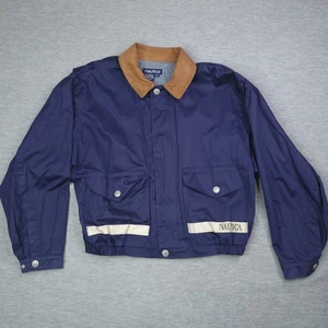 Vintage Nautica Bomberjacke Herren Medium Lederkragen 90er - Bild 1 von 20
