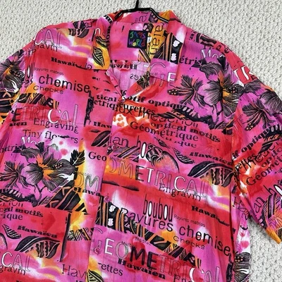 Vintage Jams World Hawaiian Shirt Mens XL Red Geometric Design Rayon Button Up - Image 1 of 4