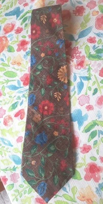 Мужской галстук Tango от Max Raab хлопок коричневый цветочный принт 56 дюймов - Изображение 1 из 4