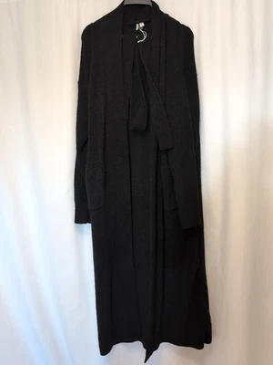 Nordstrom NWOT fuzzy black robe S with tie - Image 1 of 4
