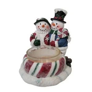 NEU! ~ Yankee Candle ~ Weihnachten Harz Schneemann Pfefferminz Paar Teelichthalter - Bild 1 von 3