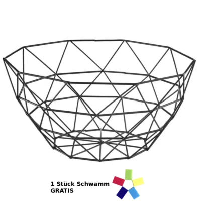 Früchtekorb Obstkorb Metallobstkorb Korb Dekokorb schwarz Obstschale 27 cm - Bild 1 von 3