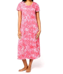 Carole Hochman 100% Cotton Lounge Dress- HIBISCUS, SMALL - Picture 1 of 1