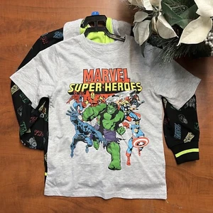 Marvel Super Heroes Boys 2 Piece Set Hooded Sweater T-Shirt Size 7 New - Picture 1 of 8
