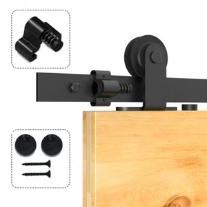 5FT-12FT Sliding Barn Door Hardware Top Mount Hanger Single/ Double/ Bypass Kit - Picture 1 of 23