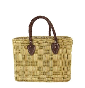 ** Beige Straw Satchel Bag - Picture 1 of 4