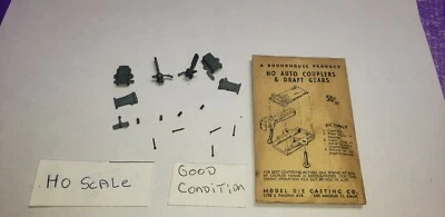 WHITE METAL HO SCALE Roundhouse Auto Coupler and Draft Gear Set  Pack - Image 1 of 4
