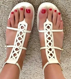 COACH Women's 9M Geralynn White Patent Gladiator Sandals - Picture 1 of 8
