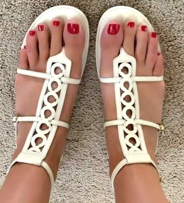 Sandalias de gladiador de charol blanco COACH 9M Geralynn para mujer Foto 1 de 4