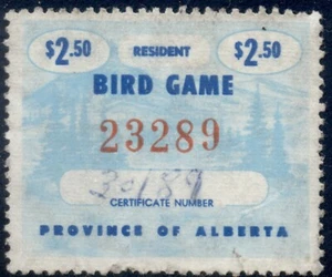 Alberta Wildlife Certificate stamp 1965 Bird Game hunting $2.50 Van Dam #AW14 - Picture 1 of 1