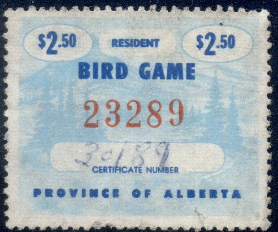 Alberta Wildlife Certificate stamp 1965 Bird Game hunting $2.50 Van Dam #AW14 - Image 1 of 1