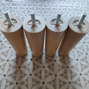 ✅ 4x Holzfüße Buche Tischbeine Möbelbeine Möbelfüße Gerade Schräg Höhe 6-68 cm - Bild 1 von 1